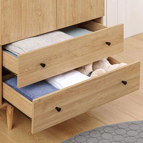 Modern Wardrobe with 2 Drawers, Hanging Rail, Clothes Organizer for Bedroom by HOMCOM