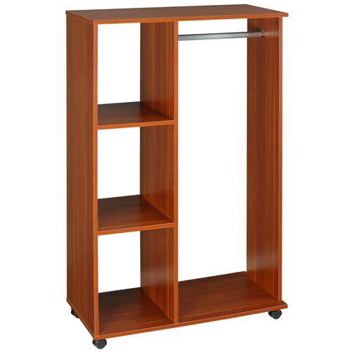 Open Wardrobe W/ Clothes Hanging Rail-Walnut by HOMCOM