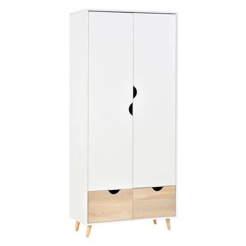 HOMCOM Particle Board 2-Drawer Wardrobe White/Oak - Uncategorized Wardrobe