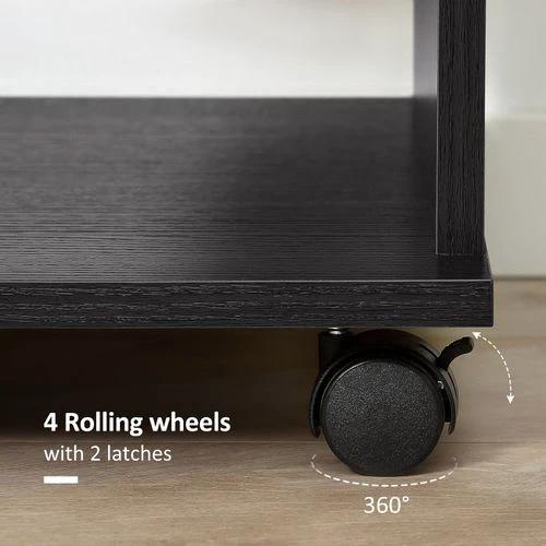 HOMCOM Rolling Open Wardrobe Hanging Rail Storage Shelves for Clothes, Black - Wardrobe