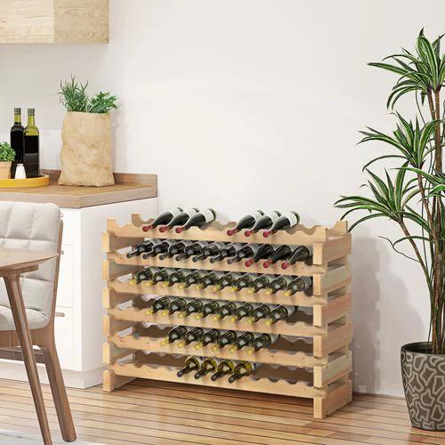 HOMCOM Wooden 72 Bottle 6 Tier Shelf Storage Holder Standing Wood Cellar Wine Rack - Wine Rack