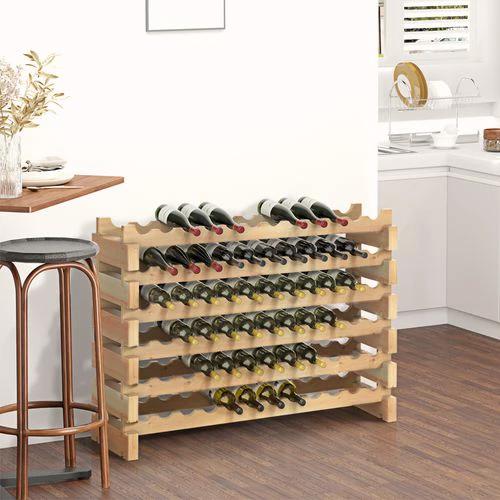 HOMCOM Wooden 72 Bottle 6 Tier Shelf Storage Holder Standing Wood Cellar Wine Rack - Wine Rack