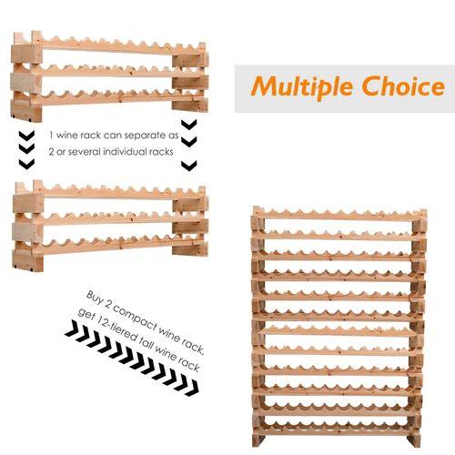 HOMCOM Wooden 72 Bottle 6 Tier Shelf Storage Holder Standing Wood Cellar Wine Rack - Wine Rack
