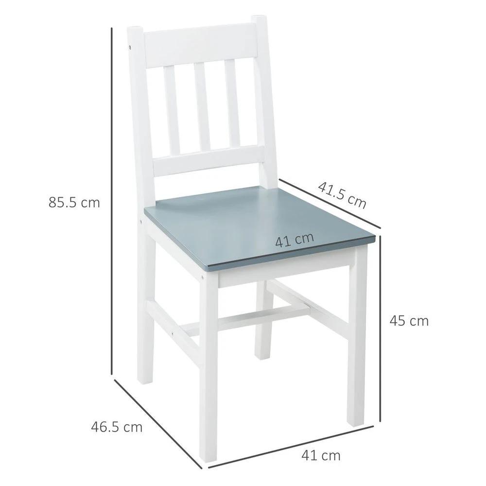HOMCOM Dining Chairs Set of 2, Pine Wood Frame, Slat Back for Kitchen White - Wooden Chairs