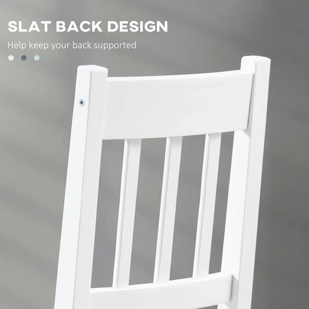 HOMCOM Dining Chairs Set of 2, Pine Wood Frame, Slat Back for Kitchen White - Wooden Chairs