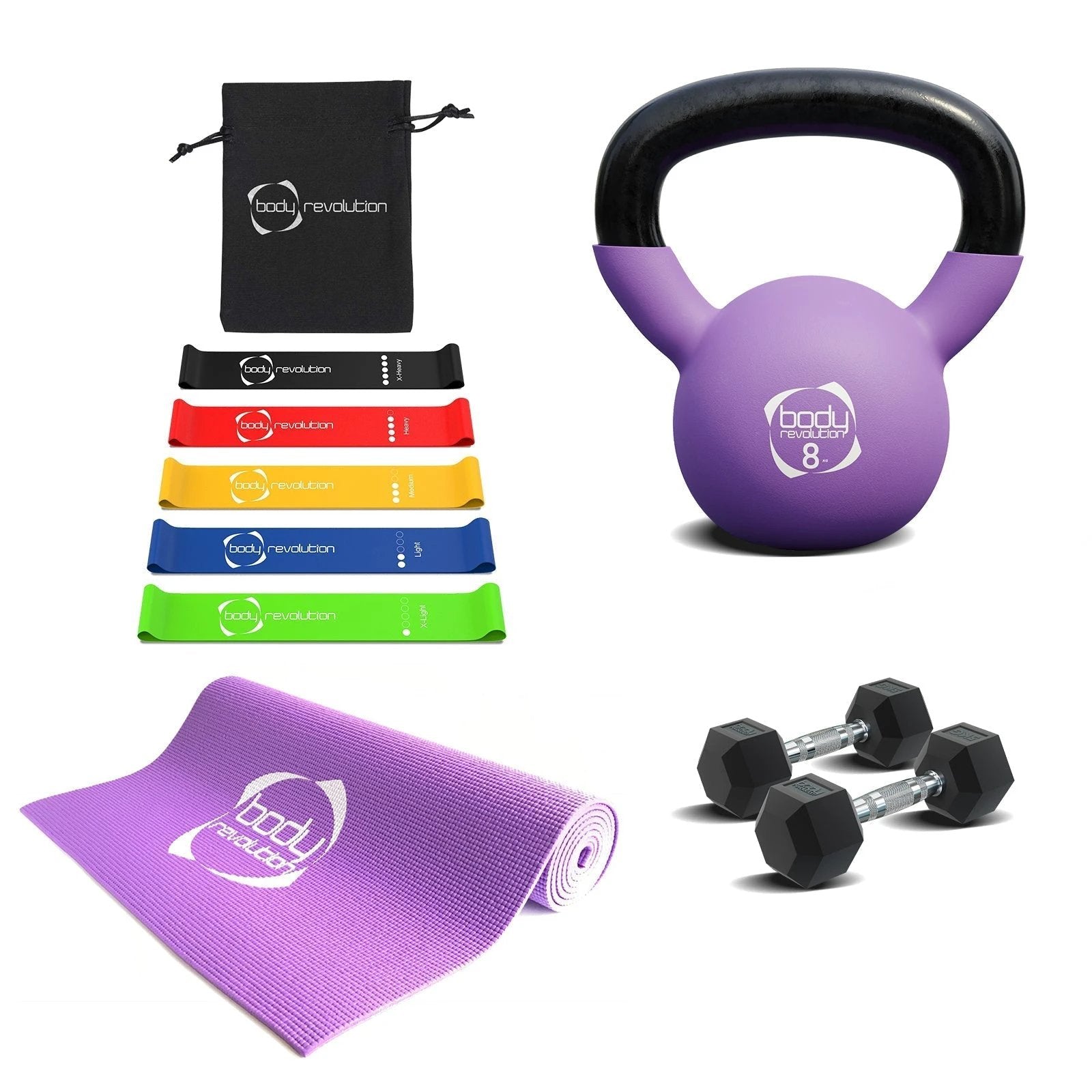 Dumbbells + Kettlebell + Mat + Resistance Bands by Monster Shop