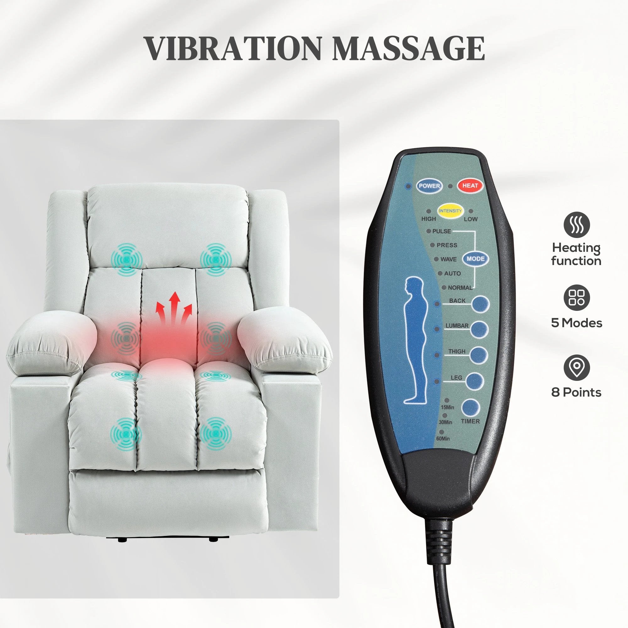 HOMCOM Power Lift Recliner Chair with Vibration Massage, USB by HOMCOM