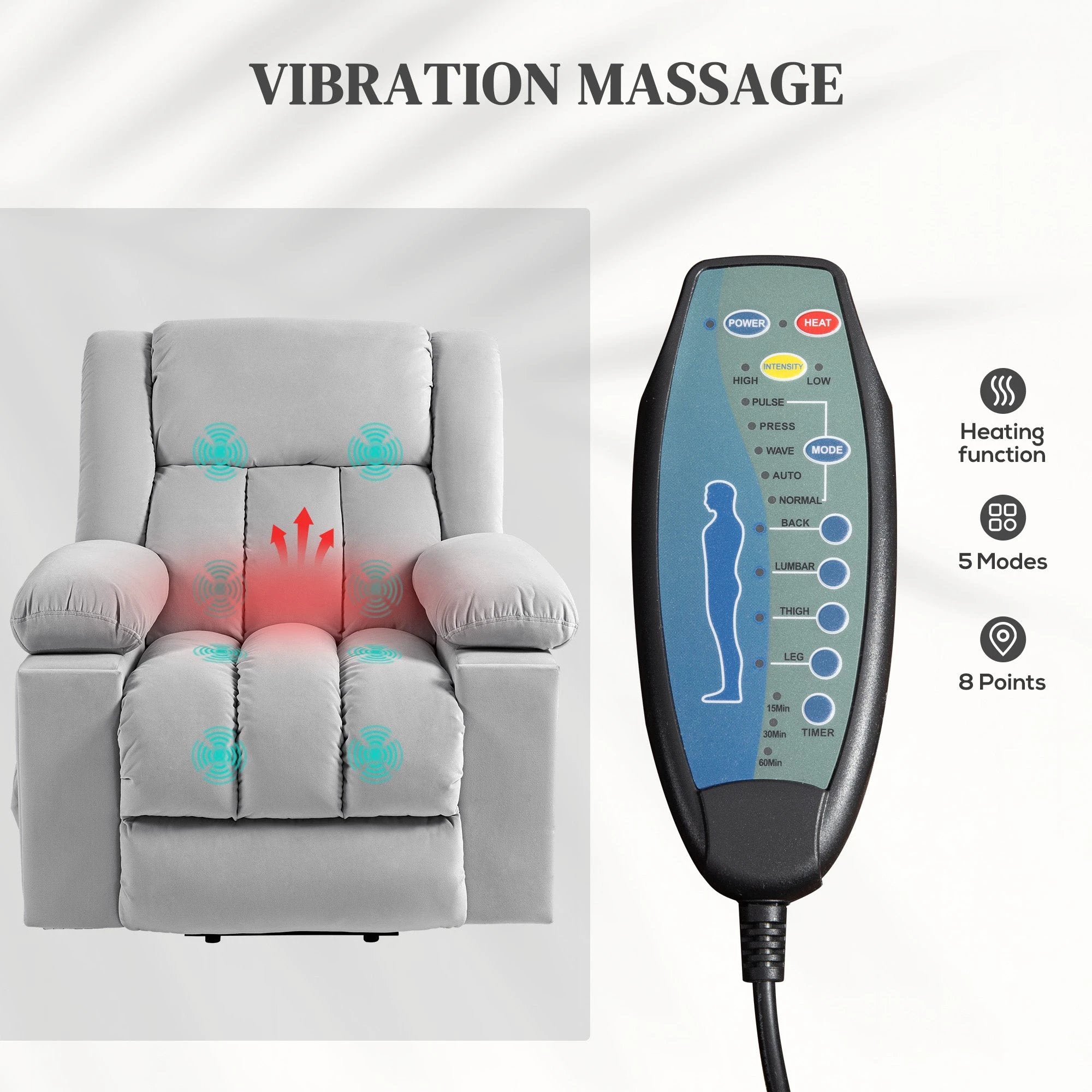 HOMCOM Power Lift Recliner Chair with Vibration Massage, USB - Recliner