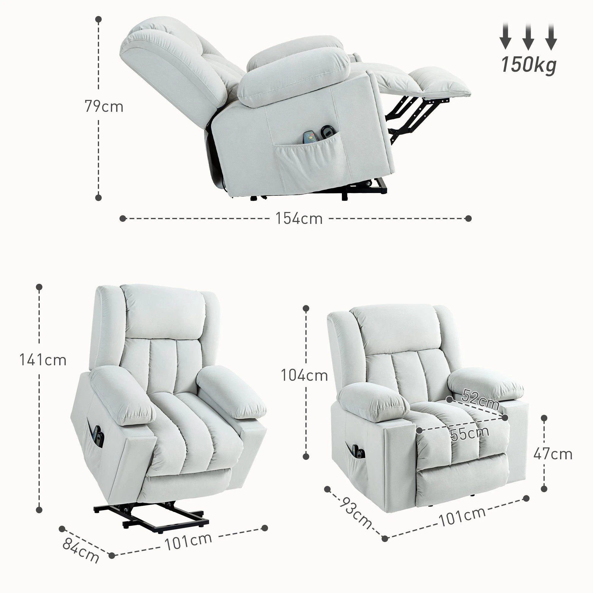 HOMCOM Power Lift Recliner Chair with Vibration Massage, USB by HOMCOM