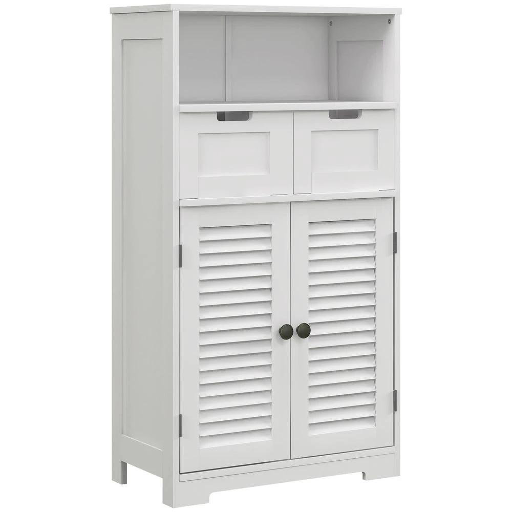 kleankin kleankin Bathroom Storage Cabinet, Small Bathroom Cabinet with Louvred Doors - Nightstands Bedside Table