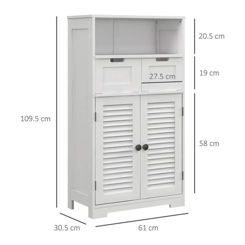 kleankin kleankin Bathroom Storage Cabinet, Small Bathroom Cabinet with Louvred Doors - Nightstands Bedside Table