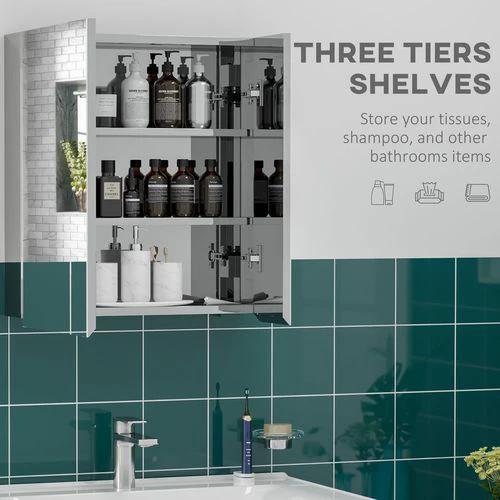 kleankin Medicine Cabinet with Mirror, Wall-Mounted Bathroom Mirror Cabinet by kleankin