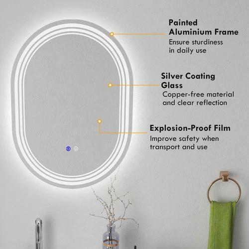 kleankin Bathroom Mirror with LED Lights, 3 Colours, Anti-fog, 70 x 50cm - Mirror from kleankin