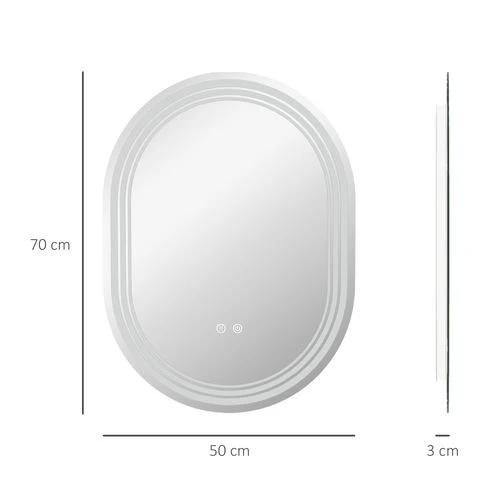 kleankin Bathroom Mirror with LED Lights, 3 Colours, Anti-fog, 70 x 50cm - Mirror from kleankin
