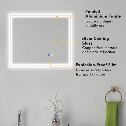 kleankin kleankin Dimmable Bathroom Mirror with LED Lights, 3 Colours, Defogging Film - Mirror