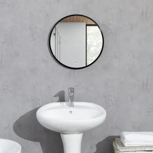Modern Wall-mounted Vanity Mirror for Bedroom Bathroom Washroom, Black, 40x40cm by kleankin