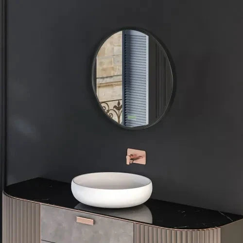 Modern Wall-mounted Vanity Mirror for Bedroom Bathroom Washroom, Black, 40x40cm by kleankin