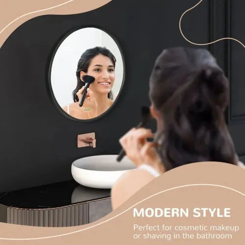 Modern Wall-mounted Vanity Mirror for Bedroom Bathroom Washroom, Black, 40x40cm by kleankin