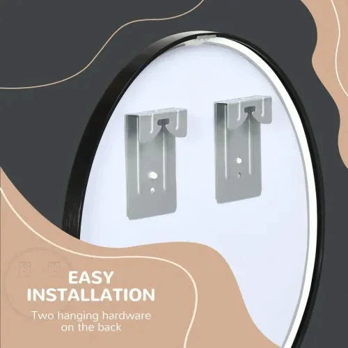 Modern Wall-mounted Vanity Mirror for Bedroom Bathroom Washroom, Black, 40x40cm by kleankin