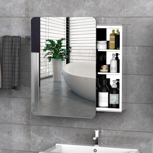 kleankin On-Wall Mounted Bathroom Storage Cabinet w/Sliding Mirror Door Steel Frame - Mirror