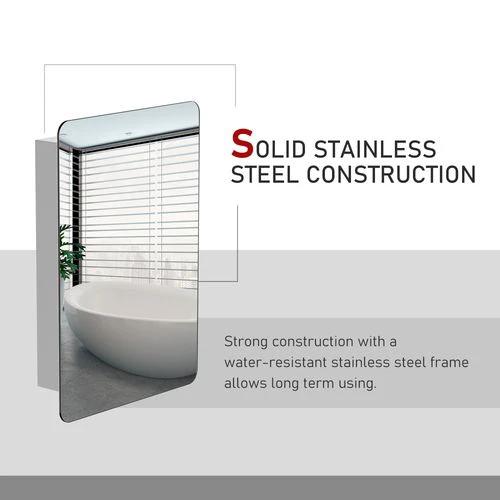 kleankin On-Wall Mounted Bathroom Storage Cabinet w/Sliding Mirror Door Steel Frame - Mirror