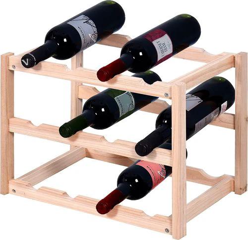 Knight Natural Colour 3 Tier Wooden Wine Rack by Knight