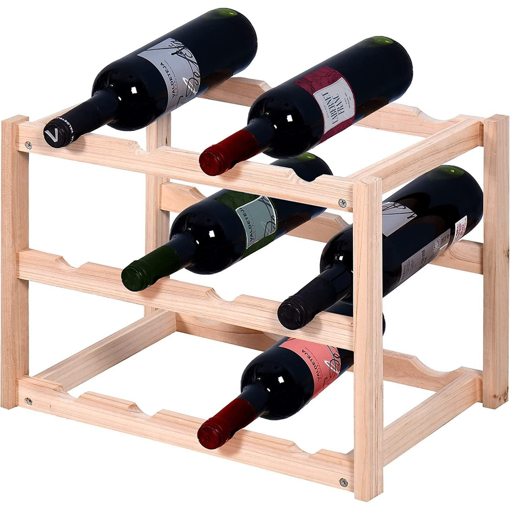 Knight Natural Colour 3 Tier Wooden Wine Rack by Knight