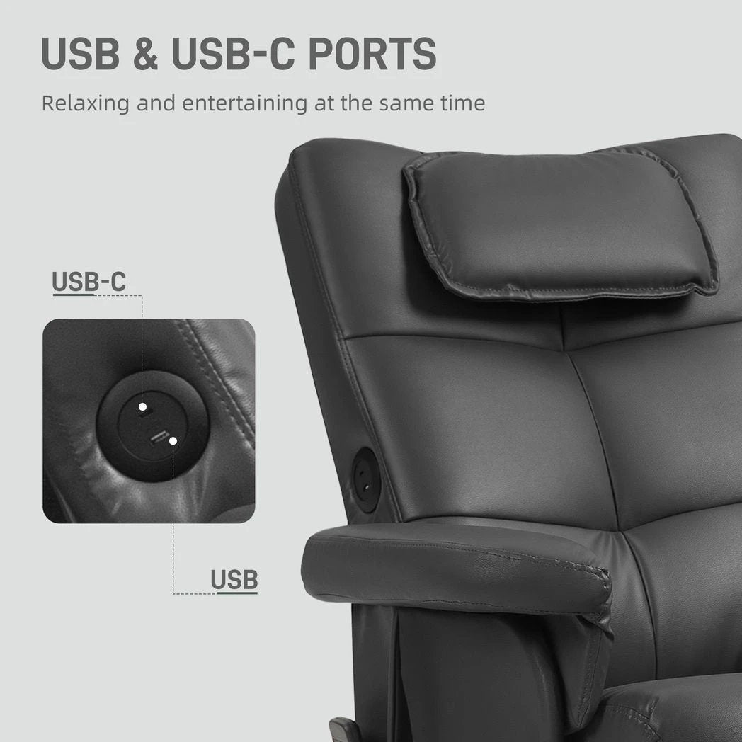 HOMCOM Massage Recliner Chair with Footstool and Hidden Storage - Recliner