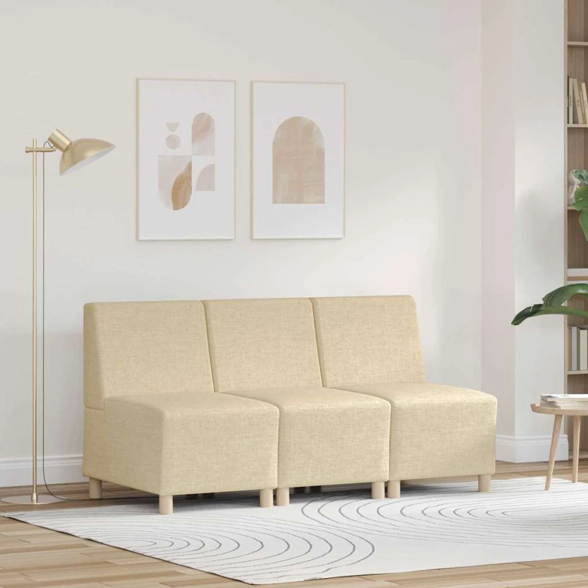 vidaXL VidaXL Modular Sofa Unit 55x74x82 Cm Armless Cream 3Pcs - Sofa