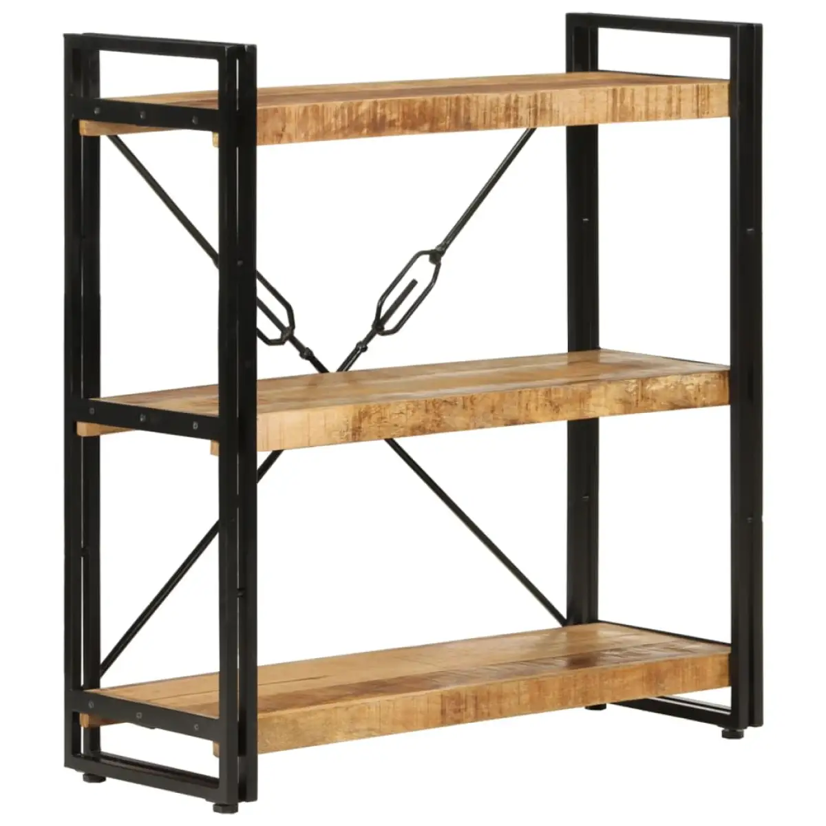 vidaXL vidaXL 3-Tier Bookcase 77x30x80 cm Solid Wood Mango and Iron - Bookcase