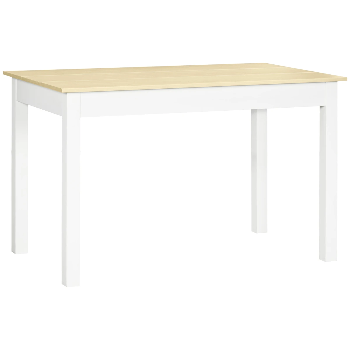 HOMCOM Dining Table 4-6 Seater Oak Veneer Top Thick Legs White Frame For Kitchen by HOMCOM