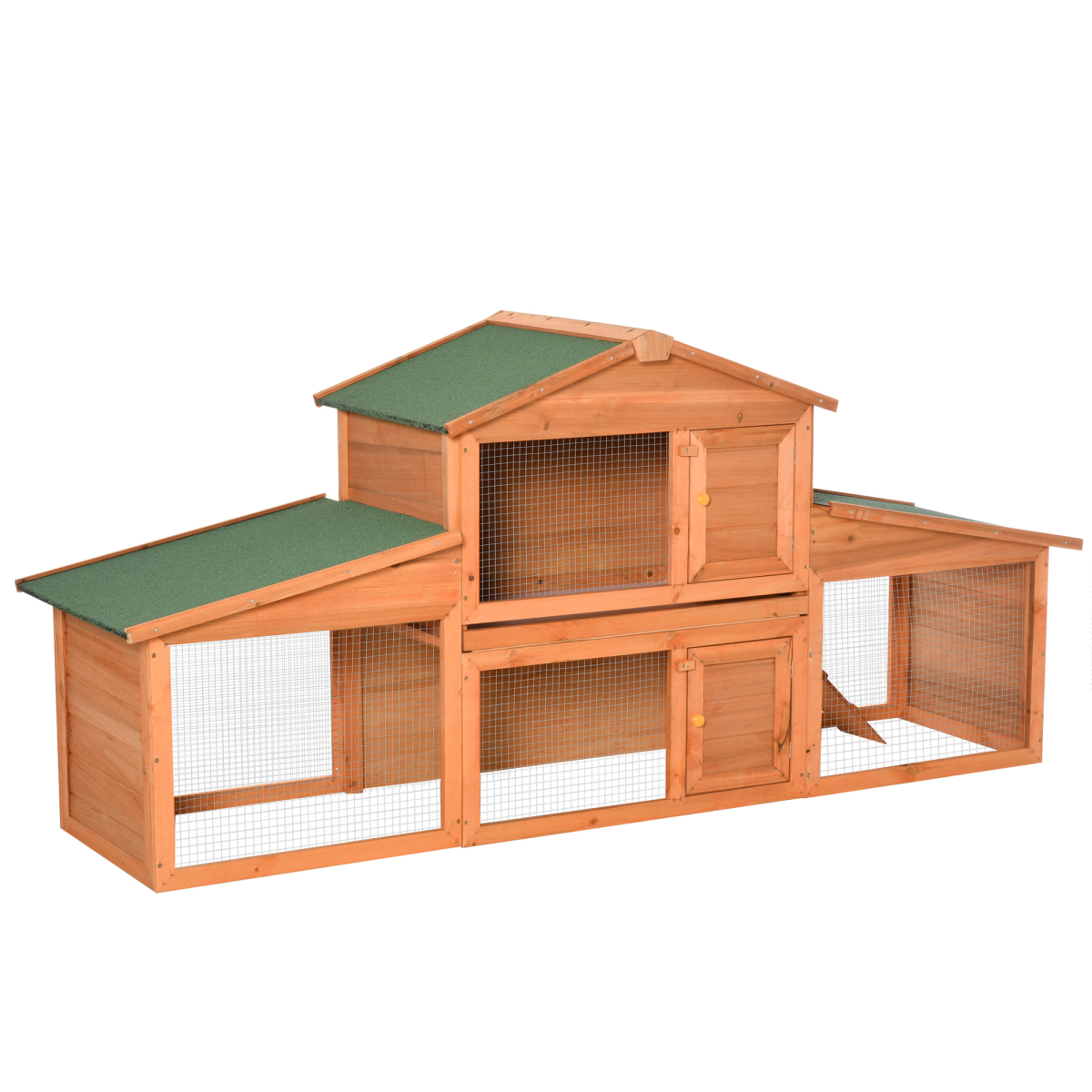 Deluxe Fir Wood Rabbit Hutch 2-Tier Metal Guinea Pig Small Animal House Pawhut - from Unbranded