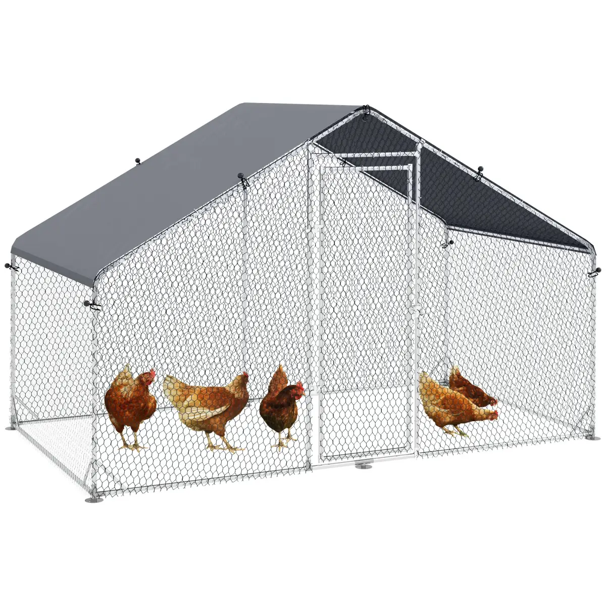 PawHut PawHut Walk In Chicken Run Large Galvanised Chicken Coop with Cover - Chicken Coop