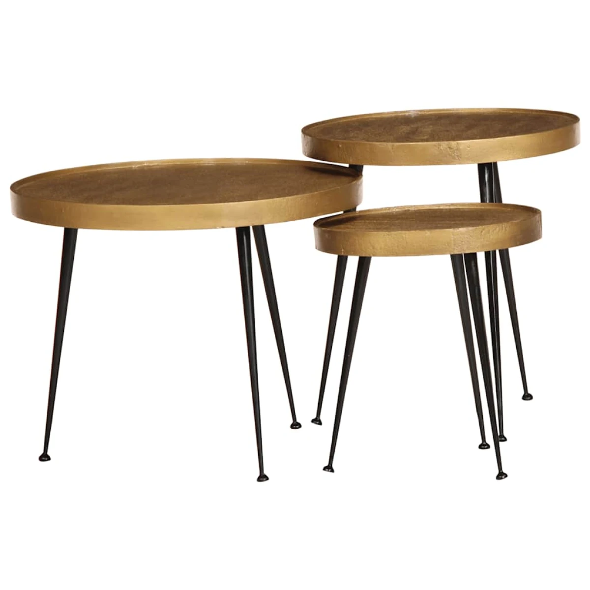 VidaXL Coffee Table Set 3-Piece Golden Engineered Wood For Modern Living Room Decor by vidaXL
