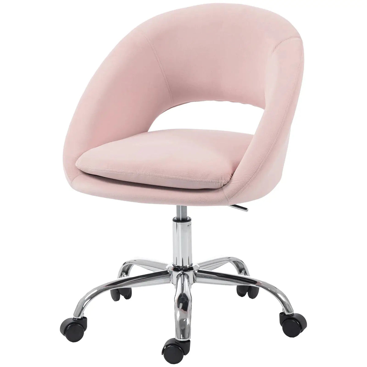 HOMCOM Velvet Desk Chair, Modern Office Chair with Height-Adjustable, Wheels, for Home Study Bedroom, Pink - from HOMCOM