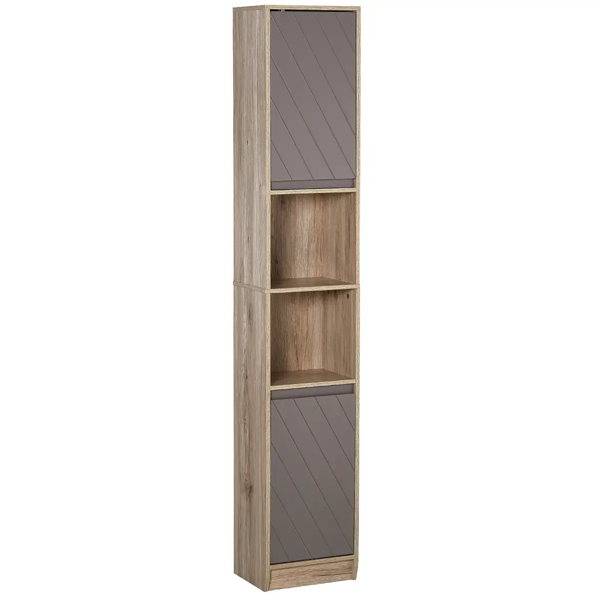 Unbranded 170cm Freestanding Storage Cabinet Slimline Unit w/ 2 Cupboards 2 Compartments - Display Cabinet