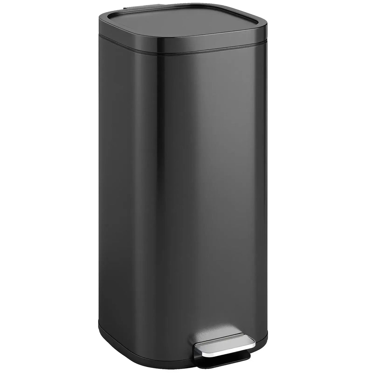 HOMCOM 30L Kitchen Bin, Compact Pedal Bin with Soft-Close and Stay-Open Lid, Removable Bucket for Kitchen, Home, Office, Black - from HOMCOM