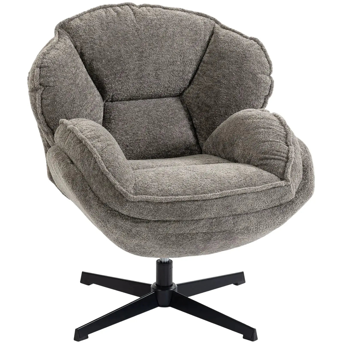 HOMCOM Modern Wingback Accent Chair, Velvet Armchair with Four-Star Base, S-Springs, Swivel, Grey - from HOMCOM