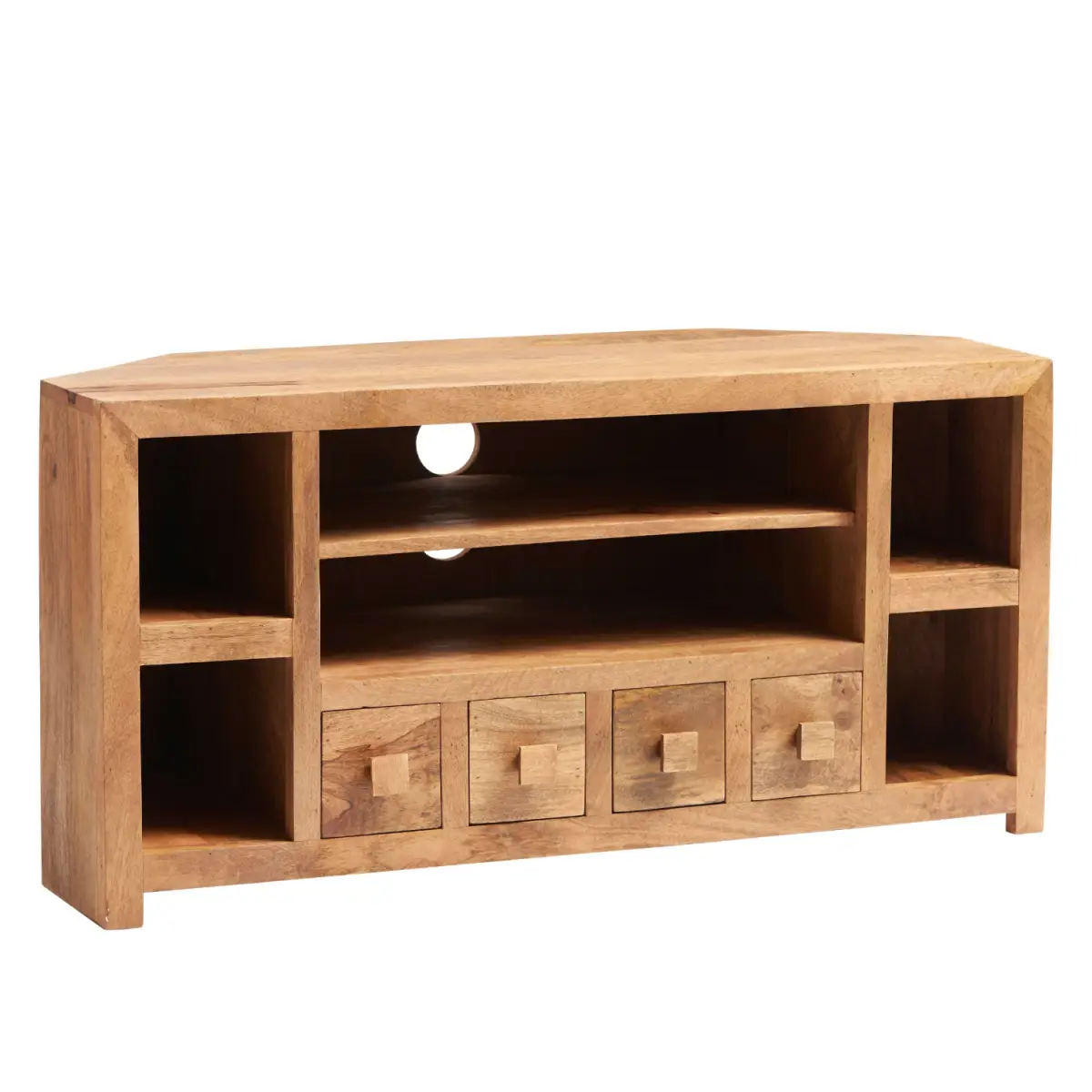Indian Hub Corner TV Unit for Living Room Sustainable Mango Wood - TV Unit