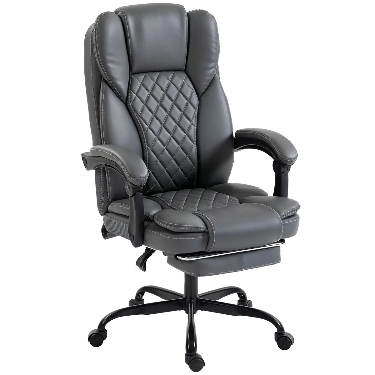 HOMCOM Executive Home Office Chair Reclining Function Footrest Computer Desk Chair High Back, Grey - from HOMCOM