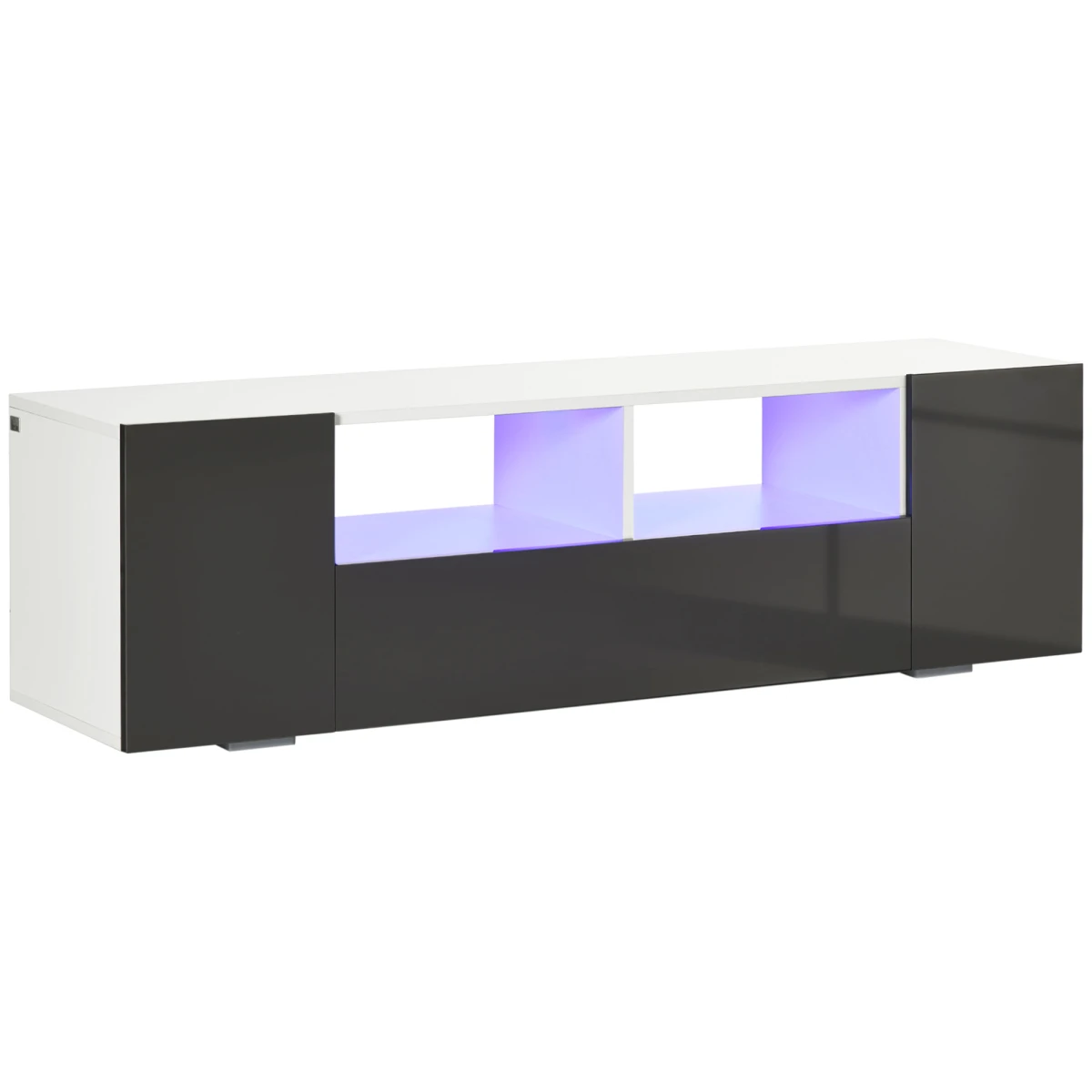 HOMCOM High Gloss TV Stand 137cm Wide With LED Lights For TV Setup - TV Unit