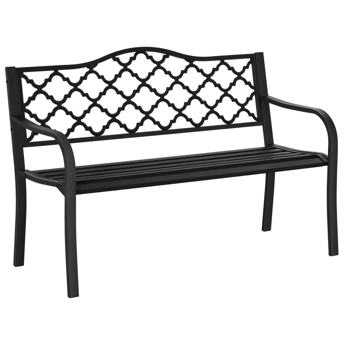 Outsunny 2-Seater Outdoor Garden Bench Antique Steel Armrest, - Garden Chairs
