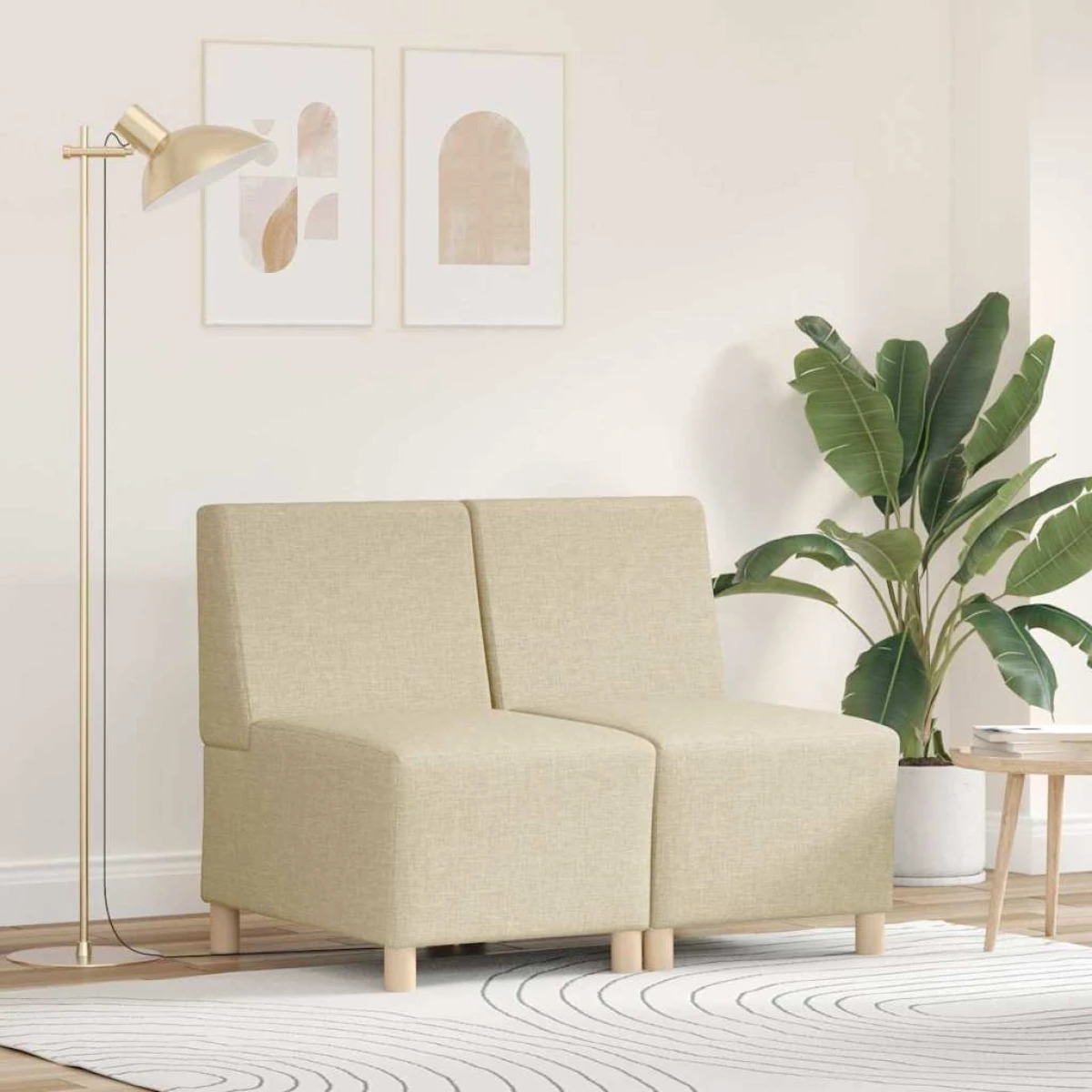 VidaXL Modular Sofa Unit 55x74x82 Armless Cream Living Room by vidaXL