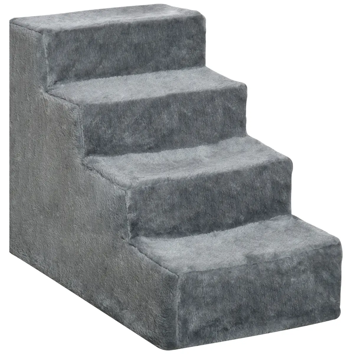PawHut Portable Dog Stairs with Washable Plush Cover, for High Bed Sofa - Light Grey - Dog Steps