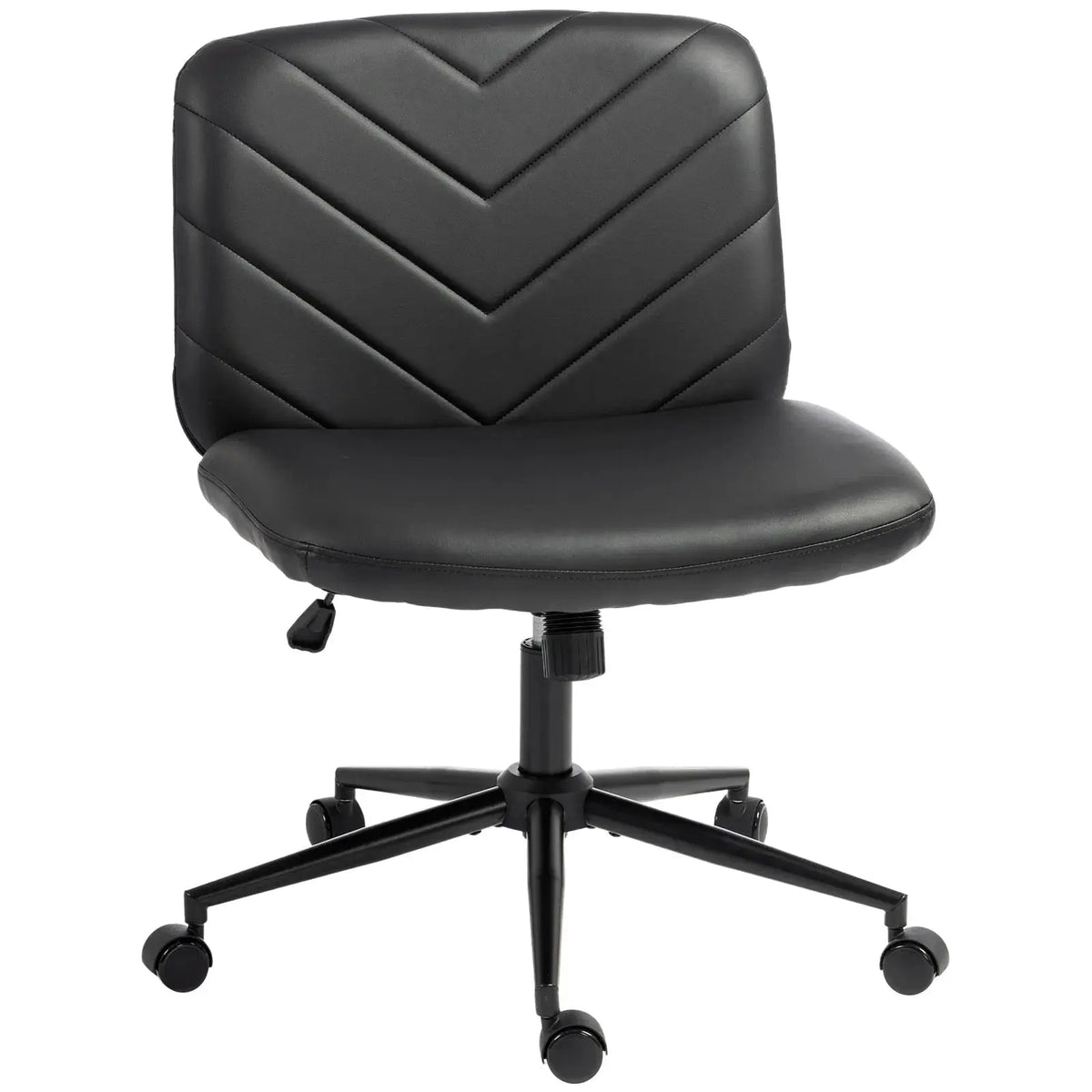 HOMCOM Home Office Desk Chair Height Adjustable Swivel Chair Cross Legged Wide Seat Swivel Wheels Black - from HOMCOM