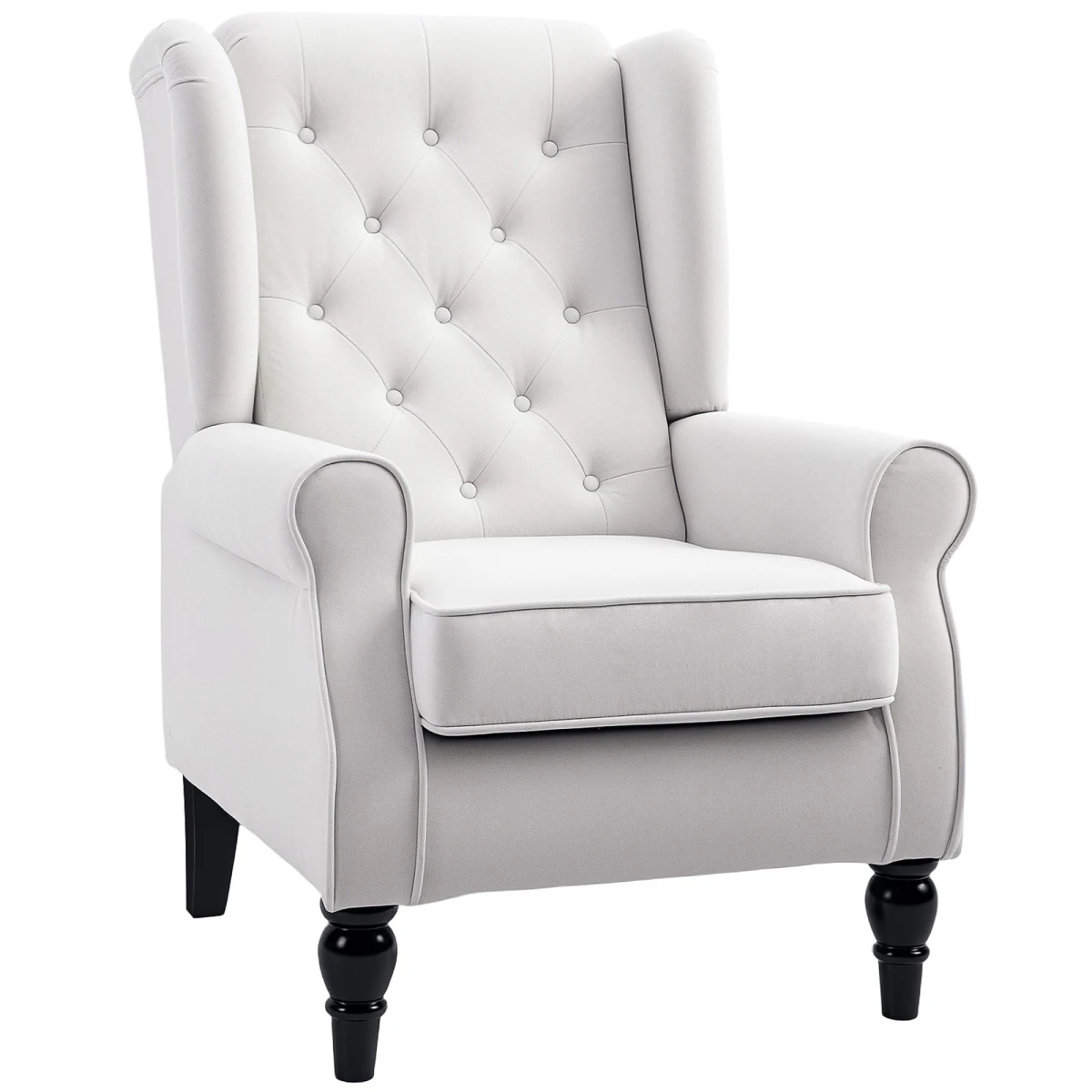 HOMCOM HOMCOM Accent Armchair Retro Tufted Back Wood Frame Cream White For Living Room - Armchair