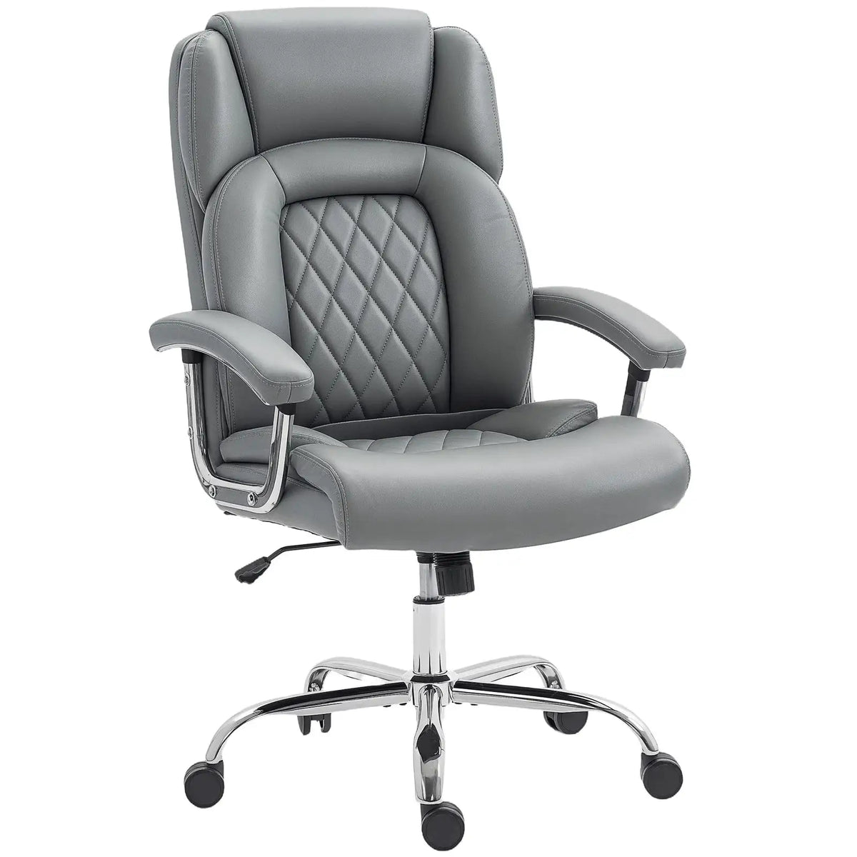 HOMCOM Big and Tall Office Chair 180kg with Spring Cushion, PU Leather - Grey - from HOMCOM