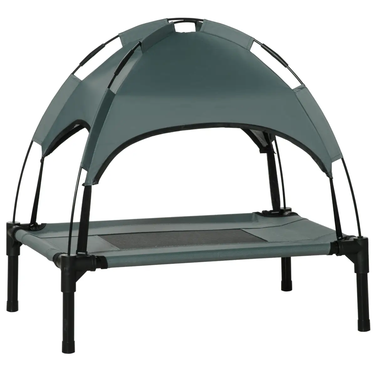 Unbranded 61 cm Elevated Dog Bed Cooling Raised Pet Cot UV Protection Canopy Grey Pawhut - Dog Beds