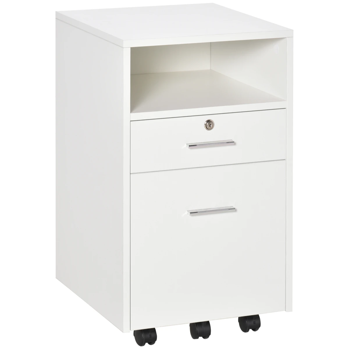 Unbranded Vinsetto Compact Lockable Mobile File Cabinet With Open Shelf And Five Casters For Home Office - Filing Cabinet