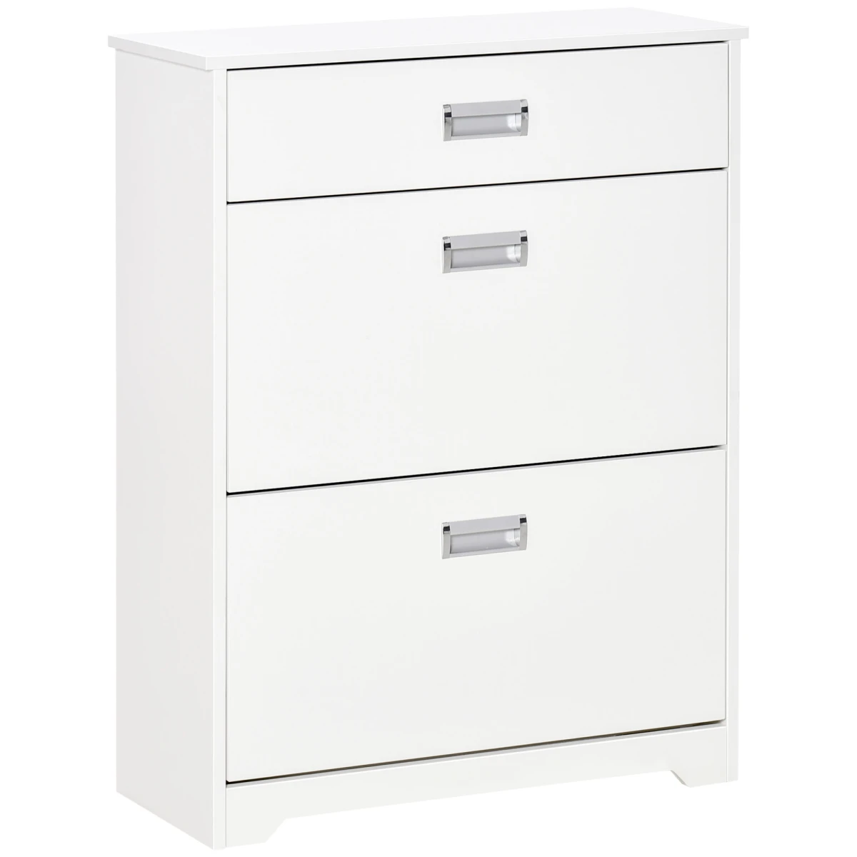 White Shoe Cabinet 16-Pair Flip Drawers Entryway by HOMCOM